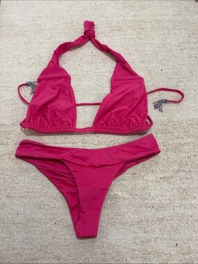 Salty Mermaid Hot Pink Halter Bikini Set